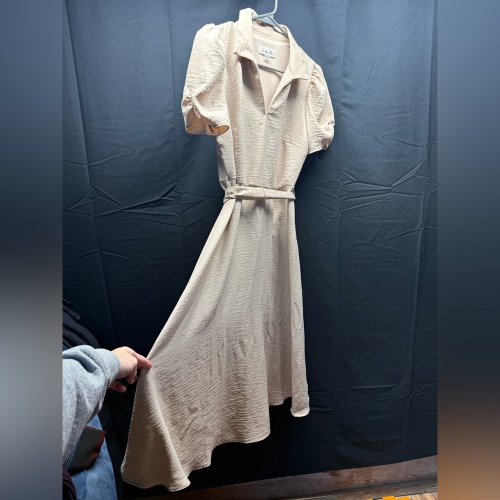 NWOT Harper Rose Cream Midi Dress with Belt Sz 8 (4ah) - Picture 2 of 6